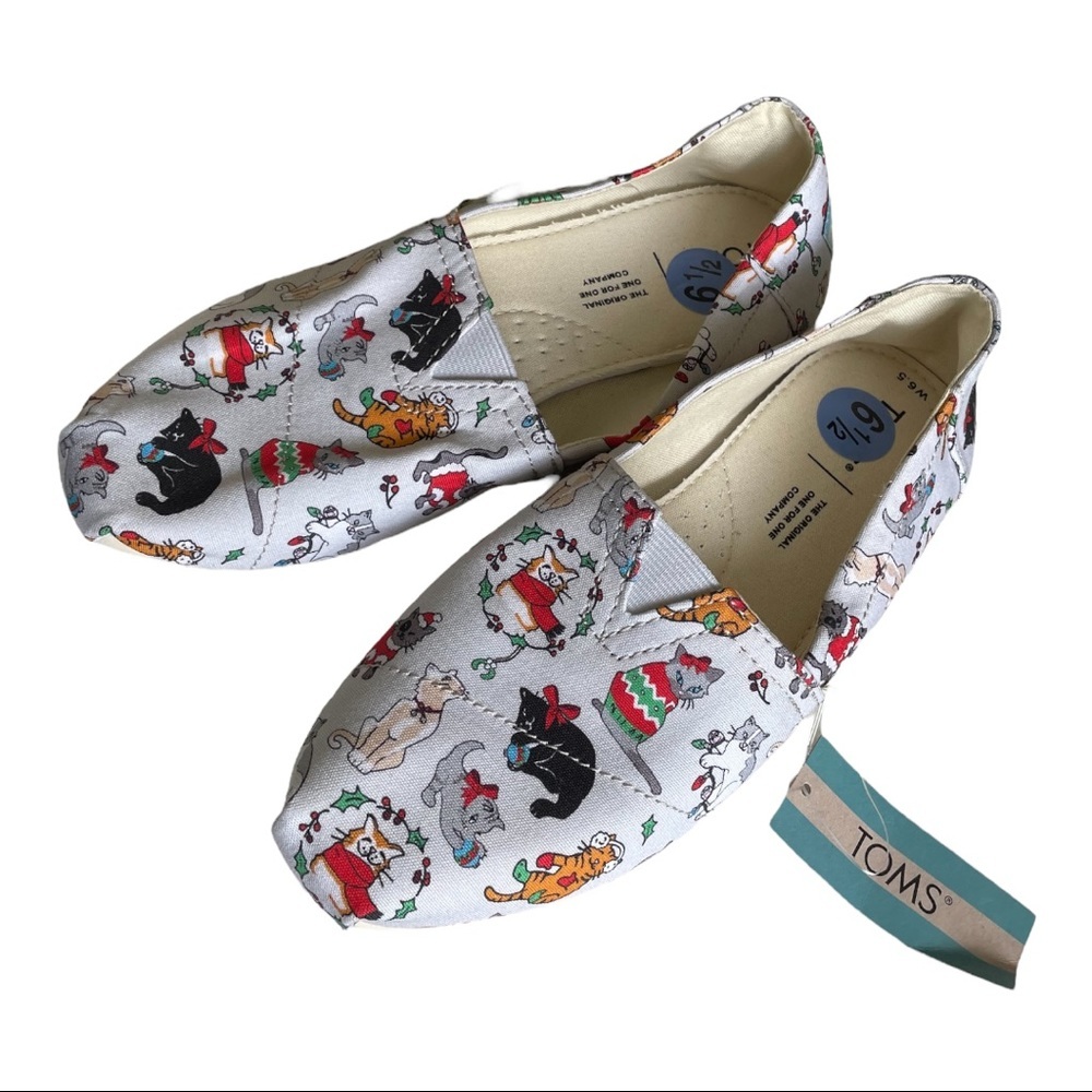 Toms Christmas Cat Shoes 6.5‎